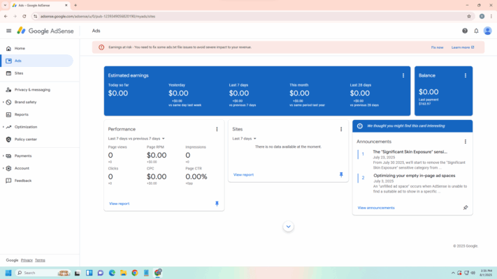 Adsense Dashboard