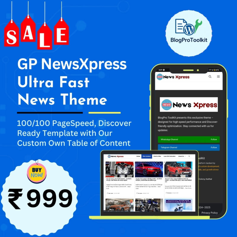 GP NewsXpress – Ultra Fast GeneratePress News Theme (100/100 PageSpeed, Discover Ready Template)