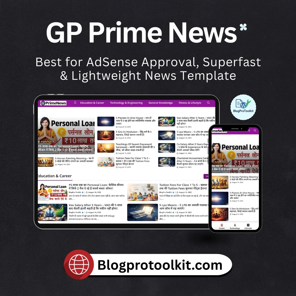 GP Prime News – Best for AdSense Approval, Superfast & Lightweight News Website Template (GeneratePress Custom Design)