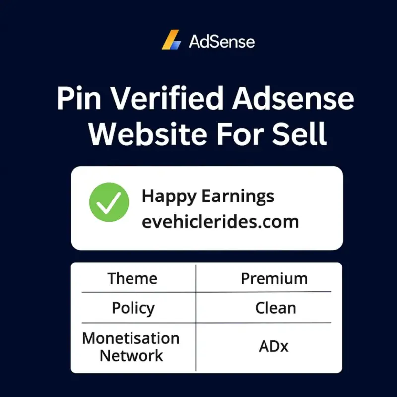 Buy evehiclerides.com – AdSense PIN Verified + AdX Use Website